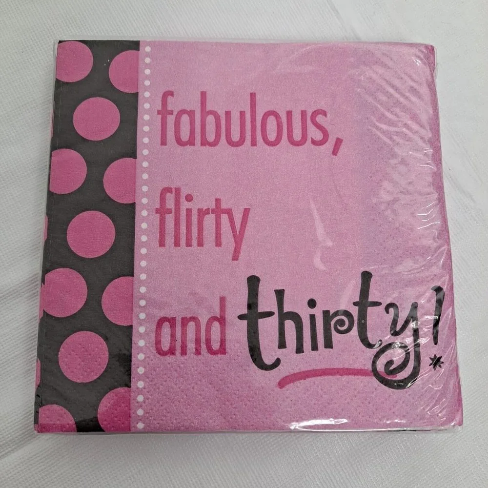 30th Birthday Party Napkins Fabulous Flirty And Thirty Pink Black 16 Count